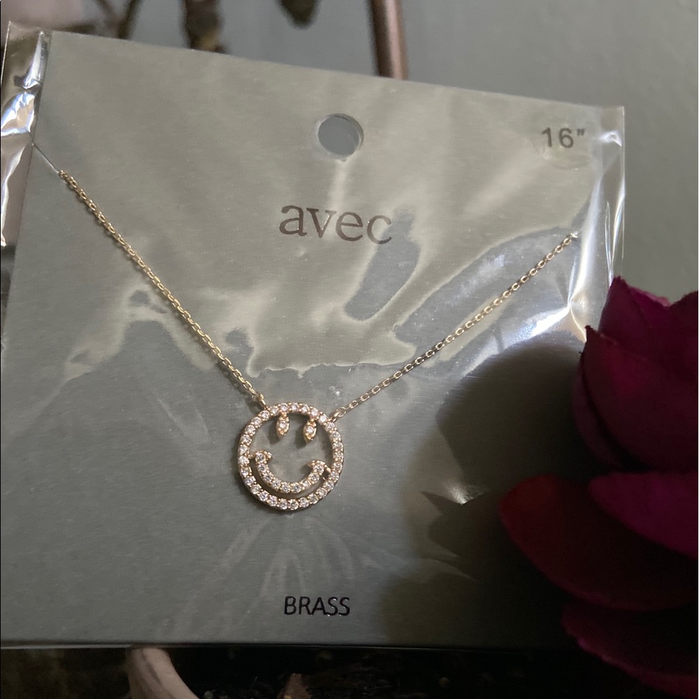 16inch happy face brass necklace